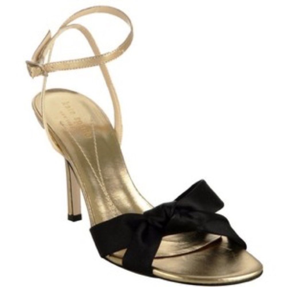 kate spade gold and black ankle strap Loupe heels